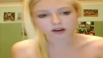 Smiling blonde temptress masturbates for me on webcam