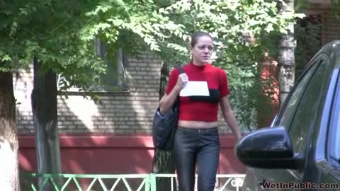 Amateur random Russian brunette spied outside in public