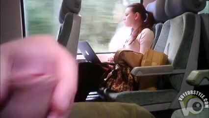 Jerking off to a pretty lady on a train