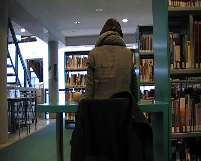 Flashing and stroking my thick uncut dick at the library