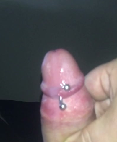 Stroking my pierced cock