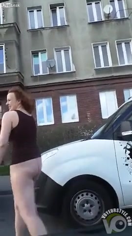 Redhead woman gets arrested for public nudity