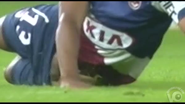 Soccer star exposes his penis on the field