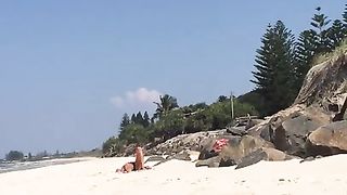 Man jerks off his little cock on a sexy woman at the beach--_short_preview.mp4