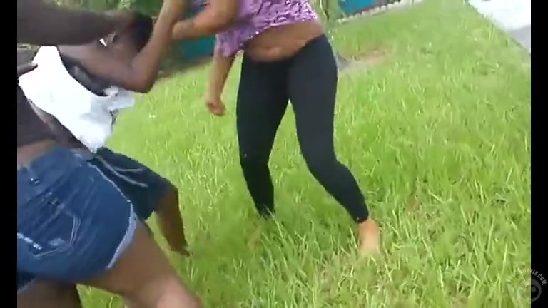 Street fight leads to some nice breasts being shown