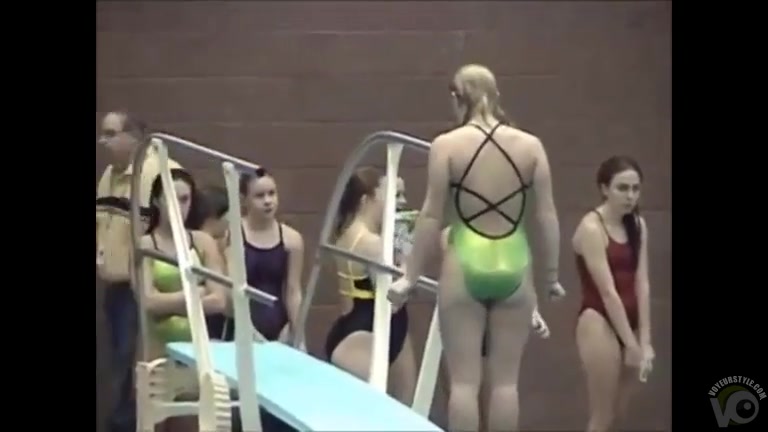 Girls swim in their tight costumes