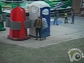 Drunk Mexican chick peed herself while waiting to use a public toilet