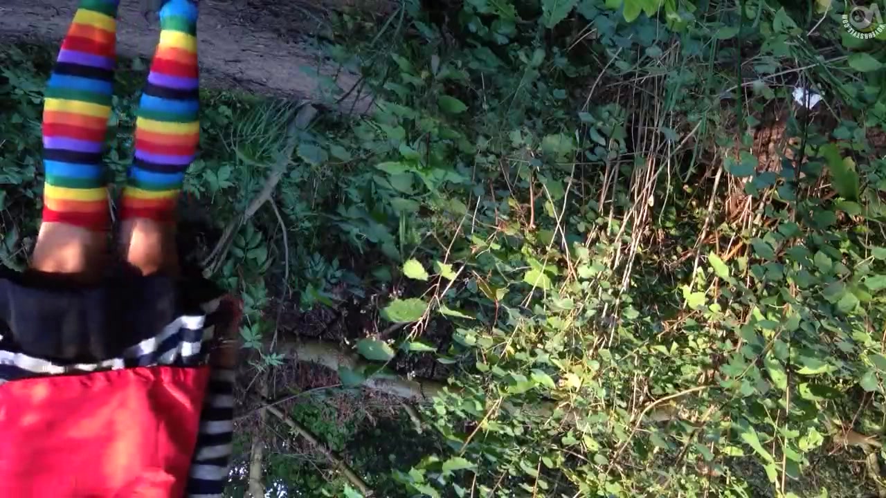 Ass flashing upskirt in the woods