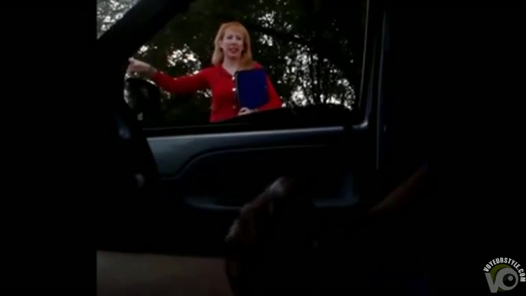 Cute ginger lady watches him jerk off in the car