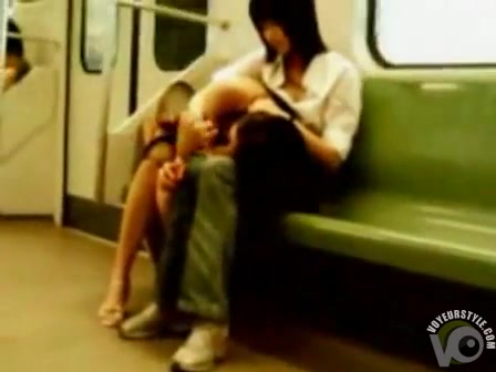 Charming Asian girls hook up in the train