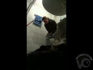 Middle-aged lady filmed while urinating