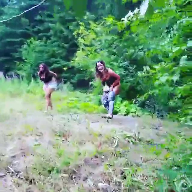 Chicks caught urinating in the wilderness