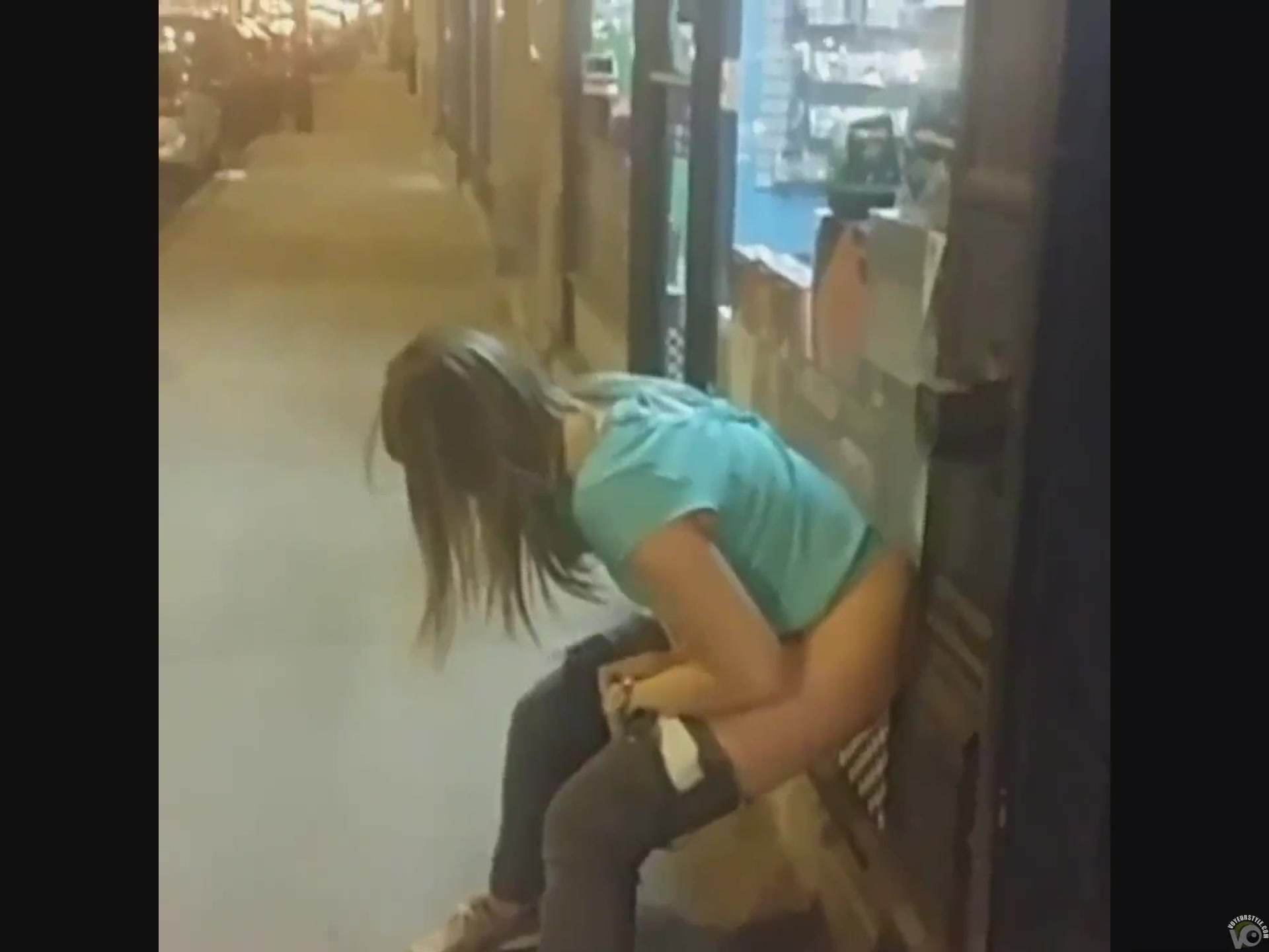 Taking a drunk piss on the street