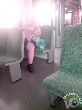 Chubby hooker flashes her genitals to me in the train
