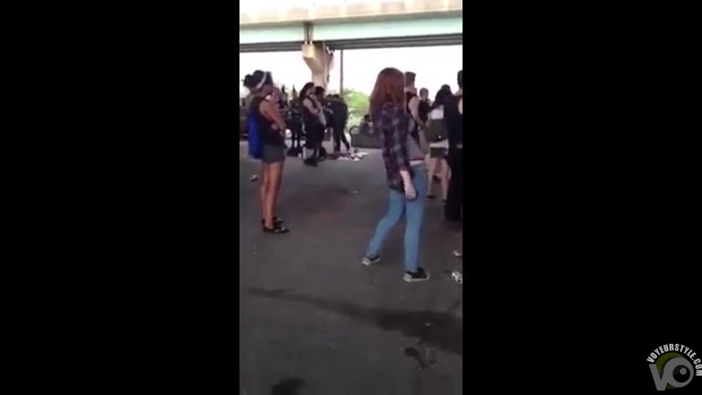 Drunk chick at an outdoor party peed her pants