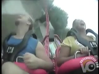 Big tits bounce during a roller coaster ride