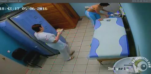Chubby mature patient reveals her saggy breasts to a surveillance cam