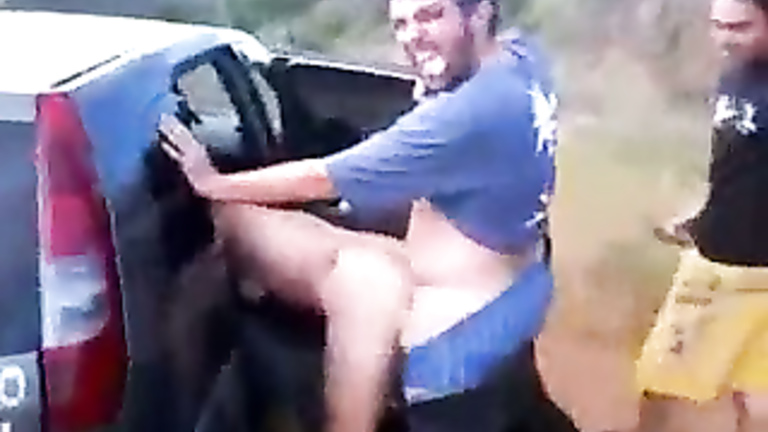 Naughty Mexican prostitute fucked doggystyle in a car