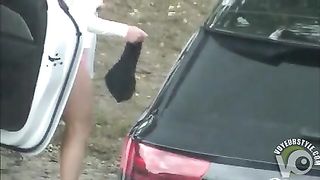 Classy blonde maiden changes her clothes by her car--_short_preview.mp4
