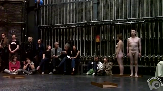 Mature couple flashes in nude art performance piece
