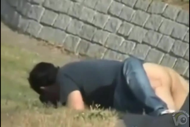 Young German couple fucking in the grass for a long time