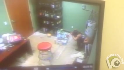 Desperate employee takes a pee in the supply room