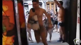 Spain students wearing only underwear wait in front of the shop for it to open--_short_preview.mp4