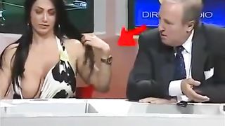 Famous Italian TV host with large boobs desperately tries to keep them in her dress--_short_preview.mp4