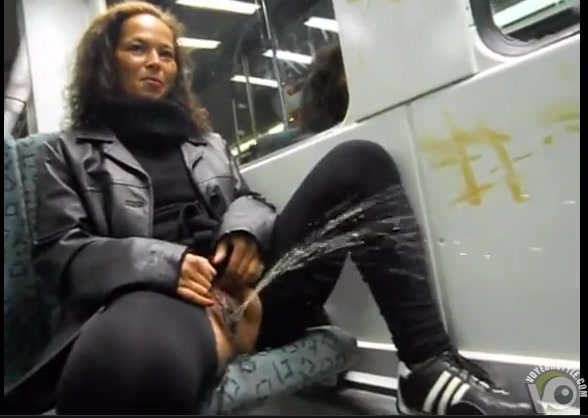 German beauty pees on the train as he films