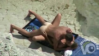 Slender babe banged on the rocky beach
