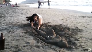 Sexy young brunette gets jizzed at the beach by stranger--_short_preview.mp4