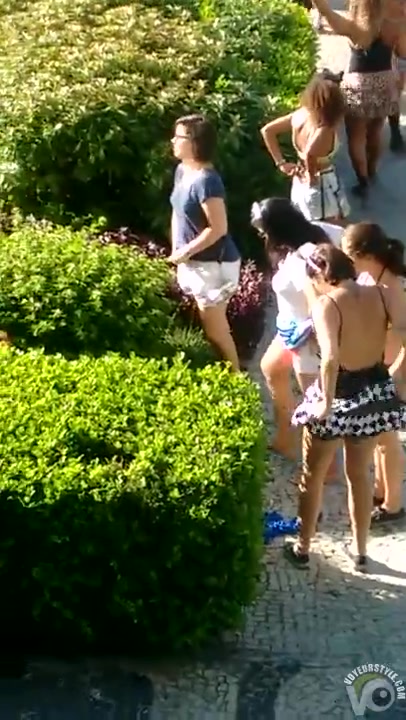 Naughty Spanish girls taking a piss in the bushes