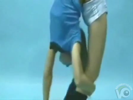 Terrific blonde shows how flexible her body is