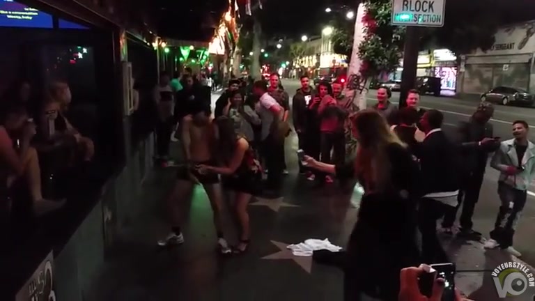 Hollywood street show with a drunken dude