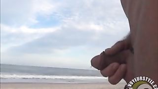 Horny daddy pisses and jerks off his penis on a black babe at the beach--_short_preview.mp4