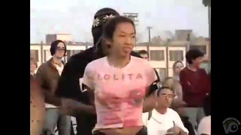 Asian lady loses her pants in public bondage