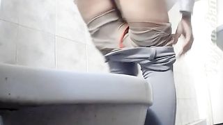 Lean and sexy white stranger girl filmed from behind in the toilet--_short_preview.mp4