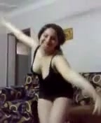 Full bodied Arab girl in black lingerie dancing sexy on webcam