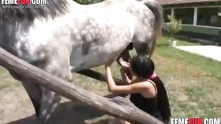 Juicy girl with long dark hair experiences the best beastiality sex with a horse--_short_preview.mp4