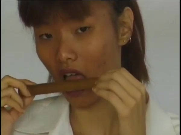 Too skinny Japanese slut demonstrates her ugly shapes