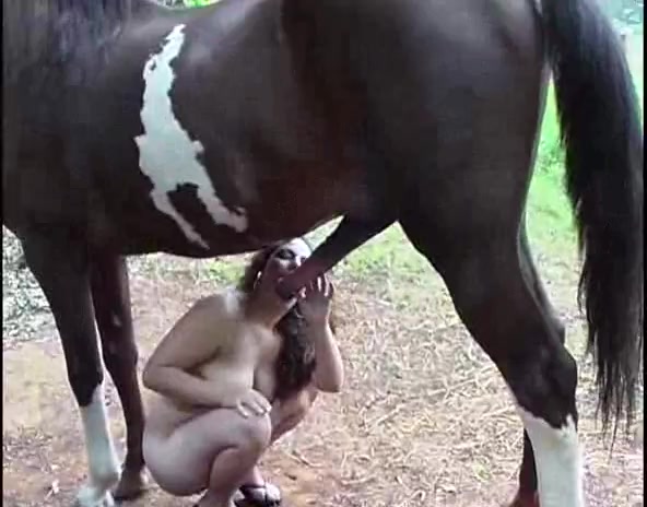 Horse enjoying the mouth of the blond blonde