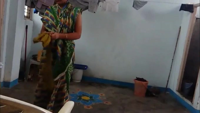 Indian amateur housewife was caught on hidden cam while undressing