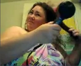 Chubby lady exposed her big saggy tits while brushing her teeth
