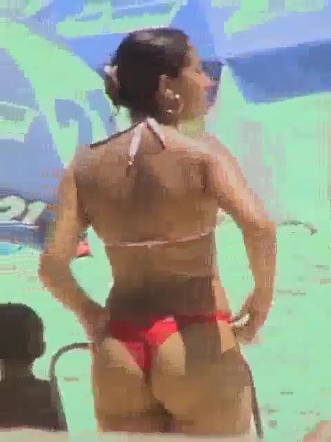 Galore of big tanned asses in thongs on the Brazilian beach