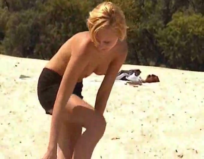 Fabulous amateur blonde babe on the nude beach all naked