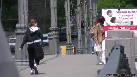 Redhead Russian lady has a fetish for pissing in public
